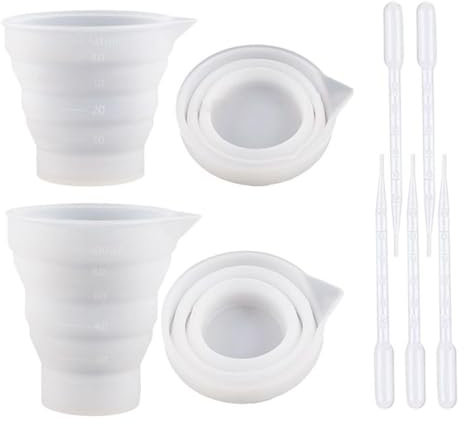 2 Vasos Medidores De Silicona, 5 Goteros, Vaso Medidor Plegable, Dispensador De Detergente, Vaso Dosificador Reutilizable, Vaso Medidor De Líquidos