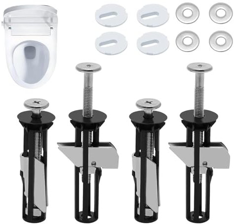 Toilet Seat Bolts, 4Pcs Heavy Duty Toilet Seat Locking Bolts Fastener Bolt Kit Toilet Seat Screws Replacement Kit for Toilet Covers and Flushing Lid Parts Fixtures