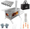 UNHO Camping Tent Stove: Portable Wood Burning Stove Stainless Steel Outdoor Cooking Heater Log Burner with 7 Chimney Pipes for Tent Shelter Garden Silver
