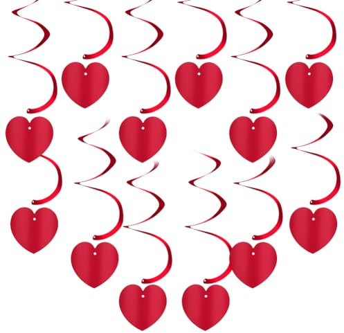 OFFCUP 12 Stück DHerzgirlanden Herzförmige Luftschlangen Herzen Girlande Herz Banner Liebesherz Hängende Spiralen für Valentinstag Hochzeitstag Muttertag Dekorationen Geburtstagsfeier Party
