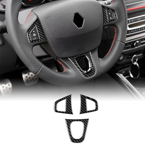 KUNGKIC Per Renault Megane 3 RS Scenic Fluence 2009 2010 2011 2012 2013 2014 in fibra di carbonio per auto, telaio per tasti del volante, decorazione per interni, idea regalo (nero)
