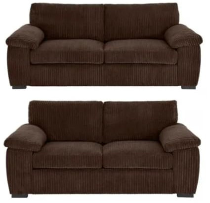 Furniture 786 Delta 3+2 Sofa - Jumbo Cord Sofas & Couches - Supreme Comfort 3 Seater 2 Seater Suites - New Settee Grey Sofa Set for Living Room Lounge Indoors (Chocolate Brown)