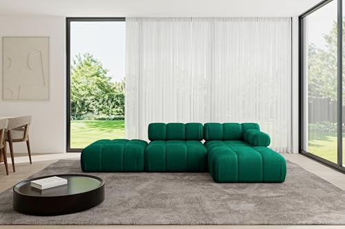 ALTDECOR Modulares Sofa Ecksofa in L-Form Corner modular Sofa Eckcouch Couch Wohnlandschaft Cauchsofa Polstersofa Lizur-L1-285x160x70 cm Dunkelgrün