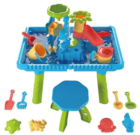 Wasserspieltisch, Set Wasserfall inkl. Sandspielzeug, wie Schaufel, Eimer, Sand, Wassertisch, Kinderspielzeug für draußen, Kinder ab 3 Jahren für Garten/Balkon/Strände