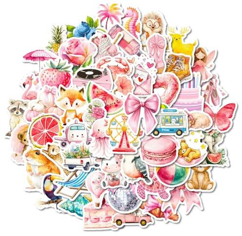 112 rosa niedliche Bär Sticker, Kindersticker Set, Cartoon Zeichnungen, niedliche Tier Dekorationen, für Koffer, Skateboard, Tagebuch, Laptop, Gitarre, Tasse geeignet