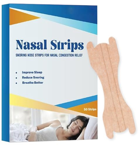 Nasenpflaster Schnarchen, 50 Stück Premium Nasenstrips, gegen Schnarchen, Nose Strips Extra für Bessere Schlafqualität Atemverbesserung, Anti Schnarch Nasenstrips für Schlafen