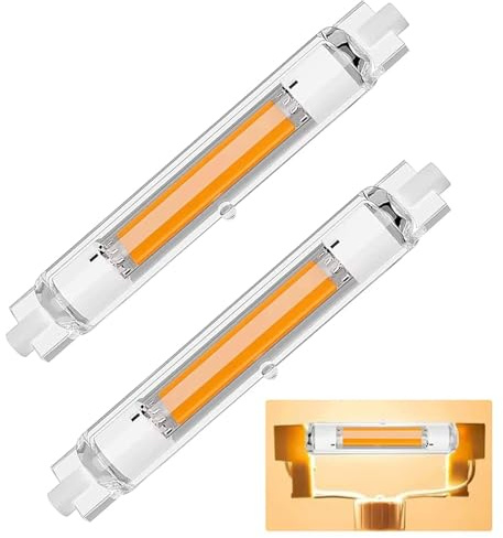 Dvnoua R7S LED 118mm Dimmbar, Warmweiß 3000K 3000LM, 30W R7S LED Lampen Ersatz für 300W Halogenstab 118mm, Led Stab Kein Flackern, 360°Abstrahlwinkel, Beleuchtung für Zuhause, 2er Pack