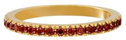 925 Sterling Silber Ewigkeitsring mit natürlichem rotem Granat (Farbe: Rot) | Vergoldeter Ring, Diamant-besetzt | WW_DHR_1023