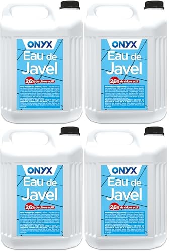 Onyx - Eau de Javel 2,6% Chlore Actif - Nettoyant et Blanchissant Multi-Usages - 5L (Lot de 4)