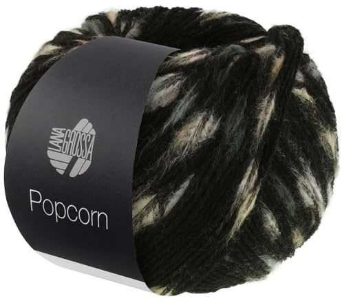 LANA GROSSA Popcorn | Effektnetzgarn gefüllt mit bunten, flauschigen Farbspots | Handstrickgarn aus 100% Baumwolle | 50g Wolle, Stricken & Häkeln | 125m Garn FB 8