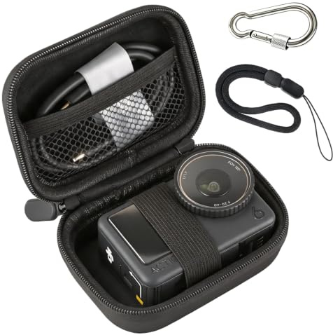 ULBTER Mini étui pour DJI OSMO Action 6/5 Pro / 4/3 Caméra + mousqueton en acier inoxydable + Sangle de poignet, Sac de transport Boîtes de rangement Accessoire