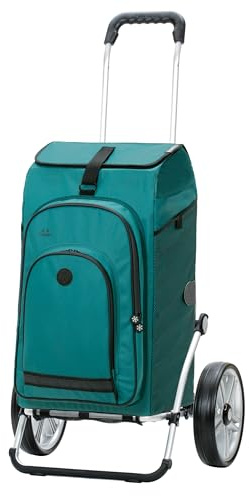 ANDERSEN Einkaufstrolley - Royal Shopper Hydro 3.0 Petrol | mit Kugellagerrädern, große Räder, 25 cm, aus Alu, bis 50 kg - Tasche mit Rucksackfunktion, Thermofach, viel Stauraum, 62 L