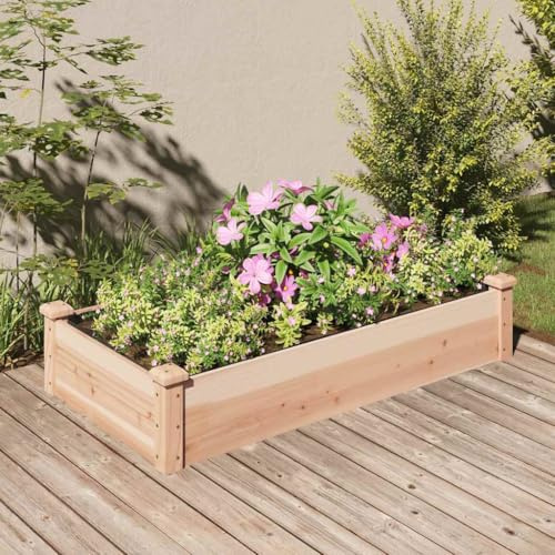 WHOPBXGAD Lit surélevé de Jardin avec Doublure 120x60x25 cm, Carré Potager en Bois Massif de Sapin Non Traité pour Légumes, Fleurs et Fraises, Fond Ouvert, Facile à Assembler