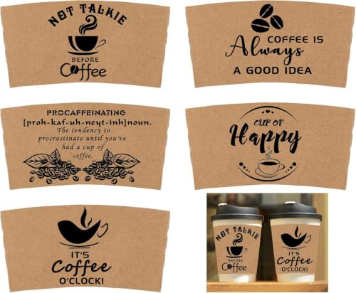 Pack of 50 Kraft Coffee Cup Sleeves Disposable Corrugated Cardboard - 2.7 x 4.9 Kraft Paper Sleeves for Hot and Cold Drinks, Heat Insulation and Hand Protection, Fits 12oz - 20oz Cups