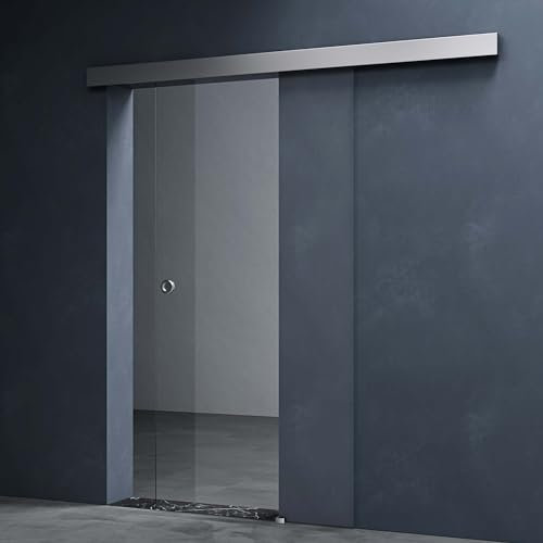 Mai & Mai Glasschiebetür komplettset Amalfi in Klarglas, Griffart: Muschelgriff, BxH: 77,5x205cm, 15 mm Wandabstand, 8mm ESG-Sicherheitsglas