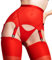 sofsy Strumpfhalter Damen mit 6 Riegeln | Ultraweiche Roter Strumpfbänder für Strümpfe | Roter Netzstrumpfgürtel - Medium