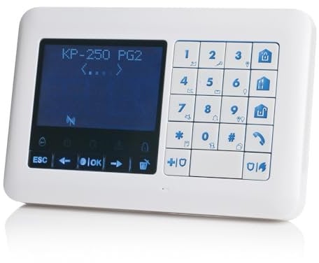 Visonic Clavier déporté LCD avec Lecteur de Badge et Sirène - Powermaster KP250PG2 Blanc