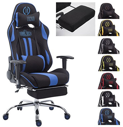 CLP - Sedia Gaming Racing Limit V2 XL in tessuto, da ufficio, con rivestimento in tessuto, max. peso supportato 150 kg Moderno con reposapiés Nero / blu