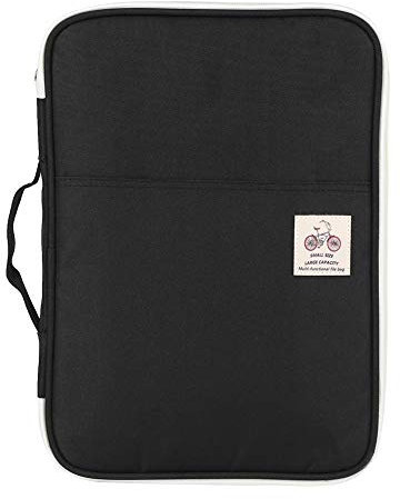 A4 Dokumententasche Portfolio Ledermappe Schreibbloc mit Reißverschluss Oxford wasserdichte Schreibmappe Lila Schwarz Rosenrot Orange Hellgrün Optional Document Bag(Schwarz)