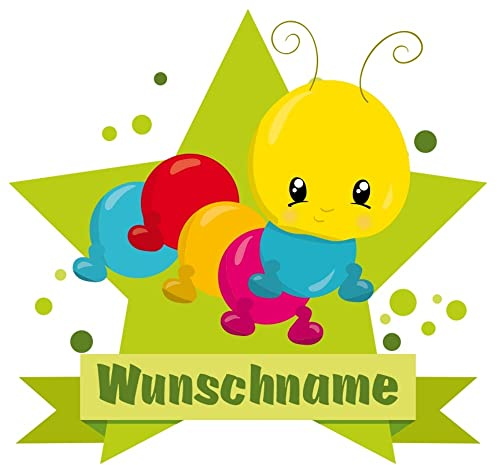 Samunshi® Baby Raupe Aufkleber mit Namen Autoaufkleber Namensaufkleber Kinder - 10x8,8cm mehrfarbig
