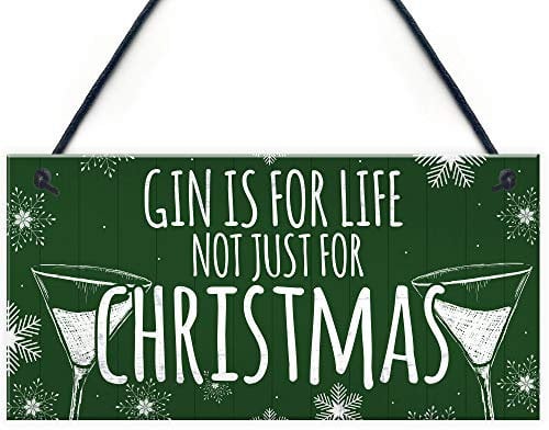 RED OCEAN Secret Santa Gifts Funny Gin Gift Novelty Christmas Tree Bauble Decoration Hanging Plaque Sign