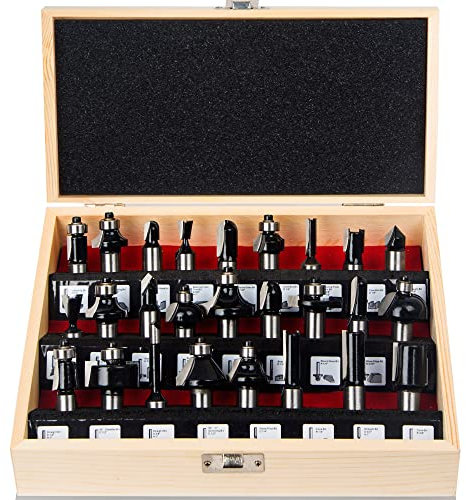 MAYLNE 1/2-Inch Shank Router Bit Set Molding 26 PCS, Corner Rounding Edge-Forming Roundover Beading Router Bit Set, Woodworking Milling Cutter Tools(1/2, 4K10)