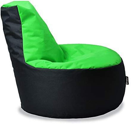 BuBiBag Sitzsack für Kinder und Erwachsene, Gaming Sitzsäcke mit Füllung für das Kinderzimmer, Zockersessel für groß und klein | XXL ChillBag, Neongrün-schwarz