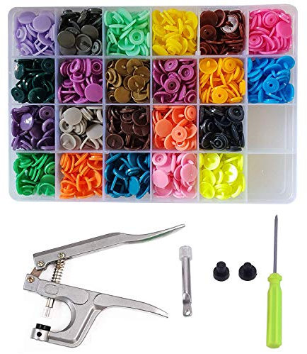 Weddecor Nahtfreies Kam Snap Starter Set T3 Plastik Snaps Presse Zange Hand-Werkzeug Knöpfe Verbindungen für Bekleidung Kinder Kleidung Lätzchen Windeln Wolle Stoffe 150pcs - Multi, T3 (Size 16)