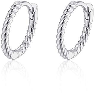 Gedrehte Mini Creolen Silber 925 Klein Gold Ohr Kreolen Vergoldet Klappcreolen 8mm 12mm Greolen Knorpel Helix Huggie Hoop Earrings Griolen Ohrringe