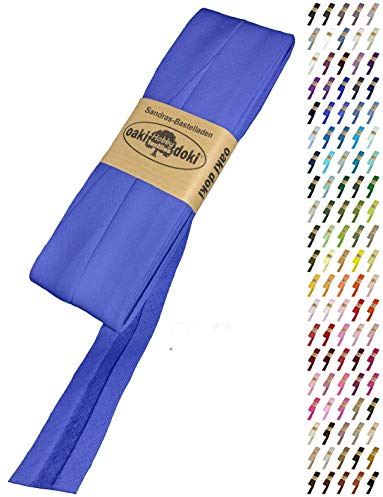 Sandras-Bastelladen Schrägband/Einfassband Baumwolle Uni gefalzt 5m x 20mm 232-Blau