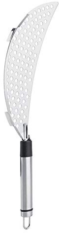 Pot Strainer Stainless Steel Crescent Pot with Recessed Hand Grips Suitable Strainer Kitchen Colander Drainer All Purpose Food Strainer for Noodles Fruit Pasta Beans Veggies
