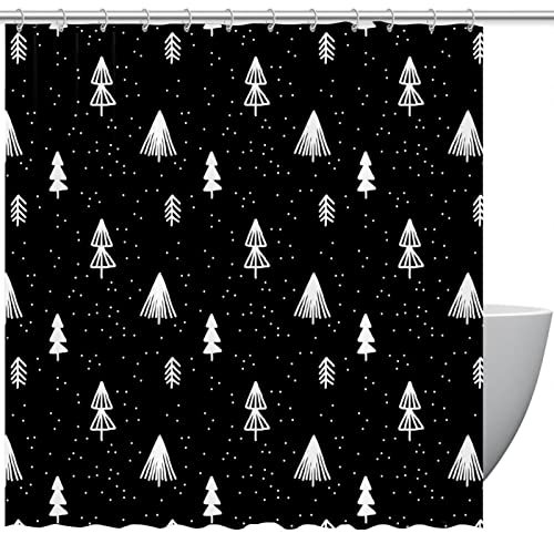 Tenda da doccia con albero di Natale disegnato a mano, 72 cm