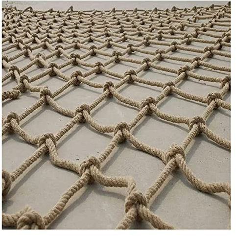 LINGOSHUN Rete da Arrampicata per Bambini,Rete in Corda di Canapa per Parco Giochi Rete di Protezione Rete Decorazione Soffitto 14mm,Personalizzabile / 20cm Mesh / 2x3m