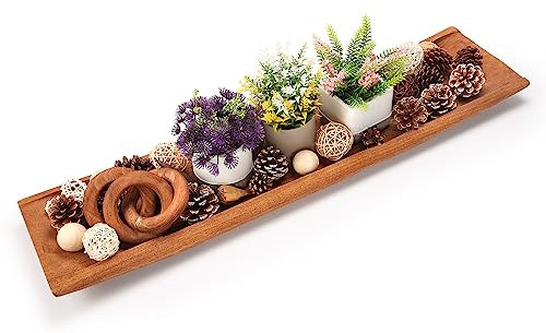 Athaliah Large Wooden Dough Bowls,Hand Carved 31.5Inch Wood Long Dough Bowl Large Rustic Decorative Bowl for Living Room Decor or Dining Table Centerpiece