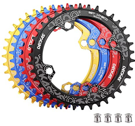 DJC Bike Kettenblatt 104 mm BCD runde/ovale MTB 104BCD 7/8/9/10/11/12 Gänge, schmal, breite Zahnung, Aluminium 7075, 30T 32T 34T 36T 38T 40 42 DH XC Trail Fat Bike E-Bike (1# rund schwarz, 42T)