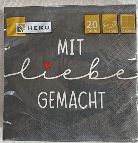 HEKU® 243-330 Servietten 20 Stück 33x33cm Tissue Design: Mit Liebe gemacht