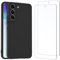 NEW'C Cover per Samsung Galaxy S21 FE 5G in custodia silicone ultra sottile nero e 2 × vetro temperato per Samsung Galaxy S21 FE 5G, pellicola protettiva per schermo