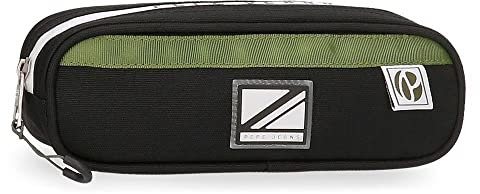 Pepe Jeans Luca Federmäppchen, Schwarz, 22 x 7 x 3 cm, Polyester, Schwarz , Etui