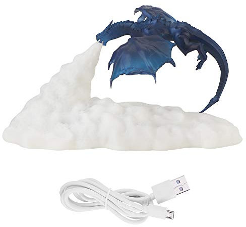 YUMILI Nachtlicht - 3D-Druck, Feuerdrachen-förmiges Licht, Nachttischlampe, wiederaufladbare USB-Tischlampe, 6-10 Stunden, für Heimdekoration