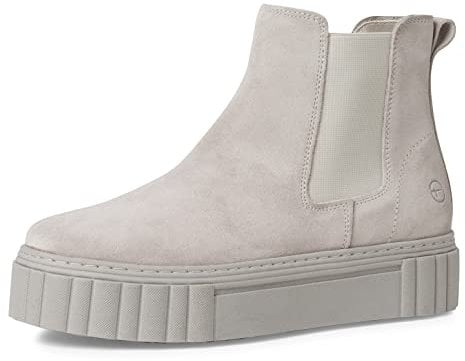 Tamaris Damen Chelsea Boots, Frauen Stiefeletten,Wechselfußbett,Schlupfstiefel,hoch,Boots,Stiefel,Bootee,Booties,Light Grey,40 EU