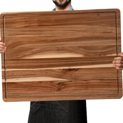 Fashionwu Tagliere extra large da 60 cm per cucina, 60 cm x 40 cm grande in legno con scanalatura per succhi, tagliere da macellaio spesso 3 cm per carne e verdure, grande tagliere per salumi