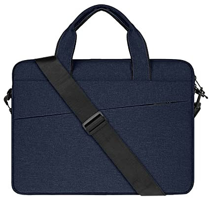 RAINYEAR 15.6 Inch Laptop Sleeve Shoulder Bag Compatible with 15.6 Notebook Chromebook, Polyester Messenger Bag Carrying Case Briefcase for Men Women, Navy Blue