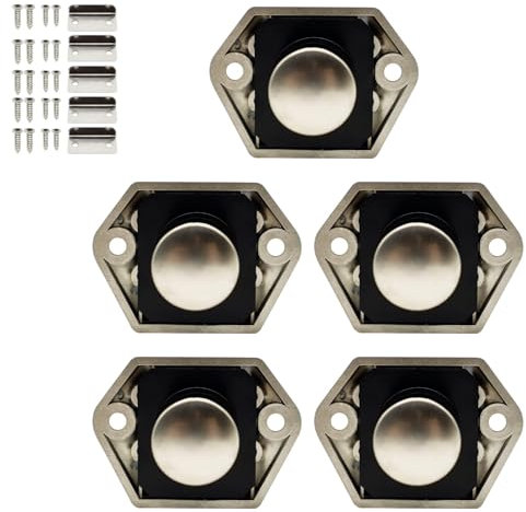 HISports Push Lock Button Latch Door Verriegelung Wohnmobil Möbelschloss Druckknopf-Verriegelungsschlösser, Schrank-Schublade, schlüssellose Türverriegelung für RV Camping Schrank Gold 5 Stück