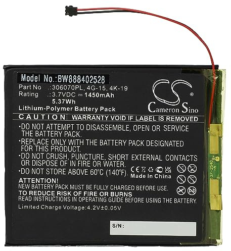 vhbw Akku kompatibel mit Pocketbook 630 Fashion | 632 Plus eBook Reader (1450 mAh, 3,7 V, Li-Polymer)