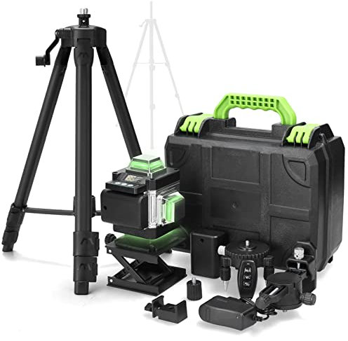 Weytoll Kreuzlinienlaser mit Stativ, 3° Laser Selbstnivellierende Kreuzlinienlaser, IP54, Laser Kreuzlinienlaser mit 2400mAh akku*2, 1,2 m Teleskopisch Stativ 360 Laser, Laser Wasserwaage Grün