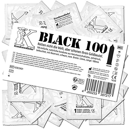 Kondomotheke BLACK, schwarze Kondome, hohe Qualität, sicher und zuverlässig - für professionelle Ansprüche geeignet - hervorragendes Preis-Leistungsverhältnis, 1 x 100 Stück