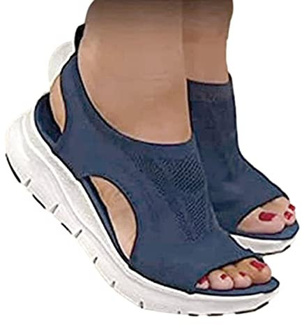 Damen Sommer Kleid Sandalen | Slingback ausgehöhlt für Damen - Sommer Casual Offene Zehe Keilsandalen Plattform Orthopädische Flop