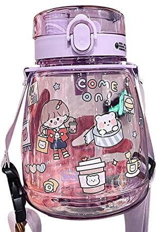 Big Belly Bouteille de 1300 ml avec paille - Bouteille de sport avec marqueur de temps pour boire - Tasse portable pour étudiants et enfants Zorq