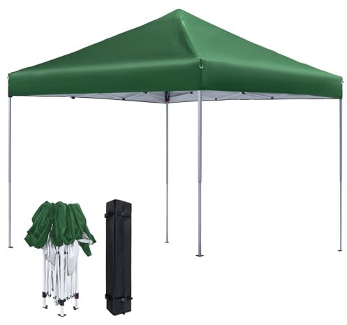 LZQ Pavillon Faltbar 3x3m, Faltpavillon Pop-Up, Stabil Gartenpavillon, Faltzelt Sonnenschutz UV-Schutz für Garten Party Hochzeit Festival und Camping, Grün
