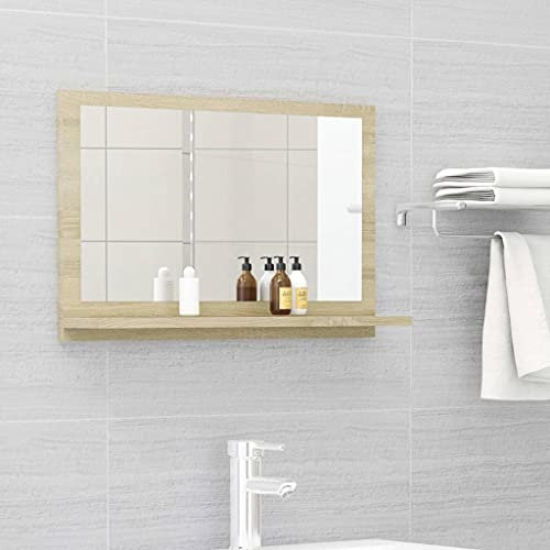 ZQQLVOO Wandspiegel für das Badezimmer Dekorative Wandspiegel Badspiegel Sonoma-Eiche 60x10.5x37 cm Holzwerkstoff für Badezimmer, Waschraum, Hotel, Wohnmöbel